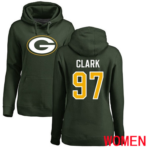 Green Bay Packers Green Women #97 Clark Kenny Name And Number Logo Nike NFL Pullover Hoodie Sweatshirts->nfl t-shirts->Sports Accessory